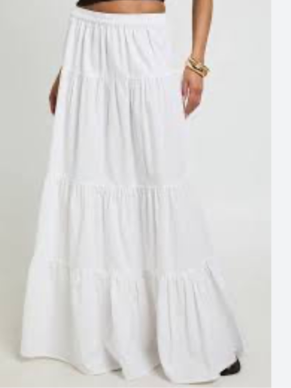 NWT Boohoo White Tiered Poplin Maxi Skirt 100% Cotton Size 10 **spot**